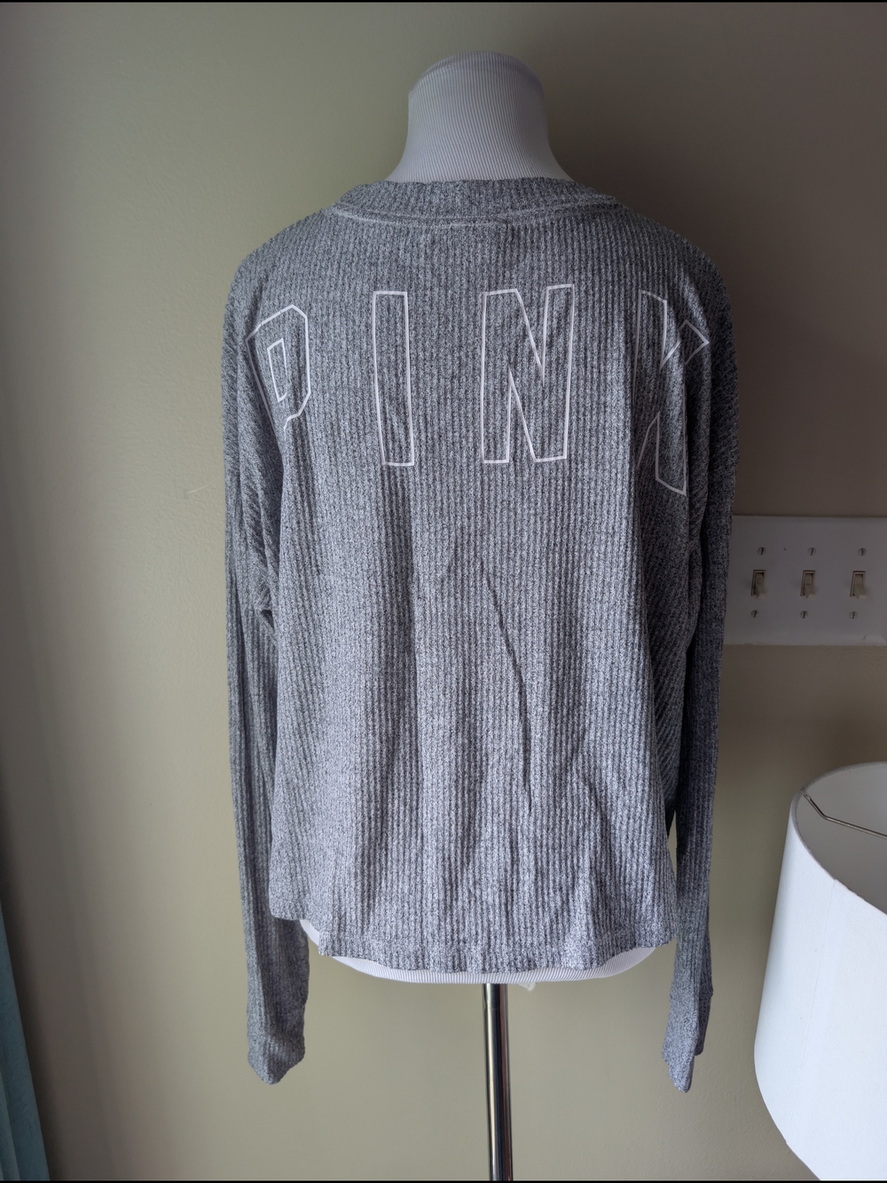 PINK Victoria's Secret Gray Ribbed Knit Top